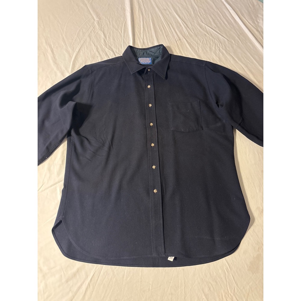 Pendleton Board Shirt Mens XL Navy Blue Excellent Wool Flannel Button Down USA